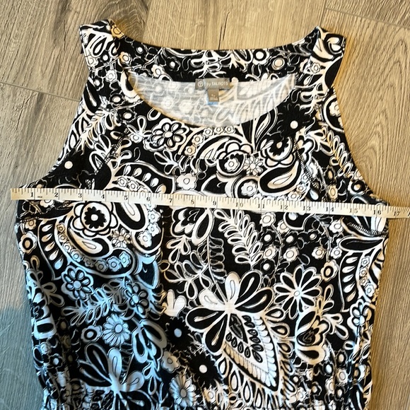 TALBOTS Black and white Paisley floral midi floral dress with drawstring waist. - Picture 8 of 10